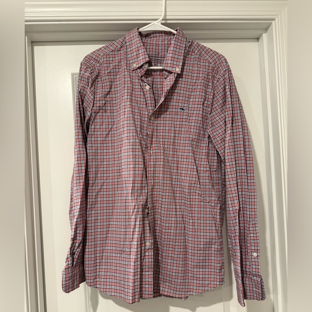Vineyard Vines Red and Blue Plaid Shirt